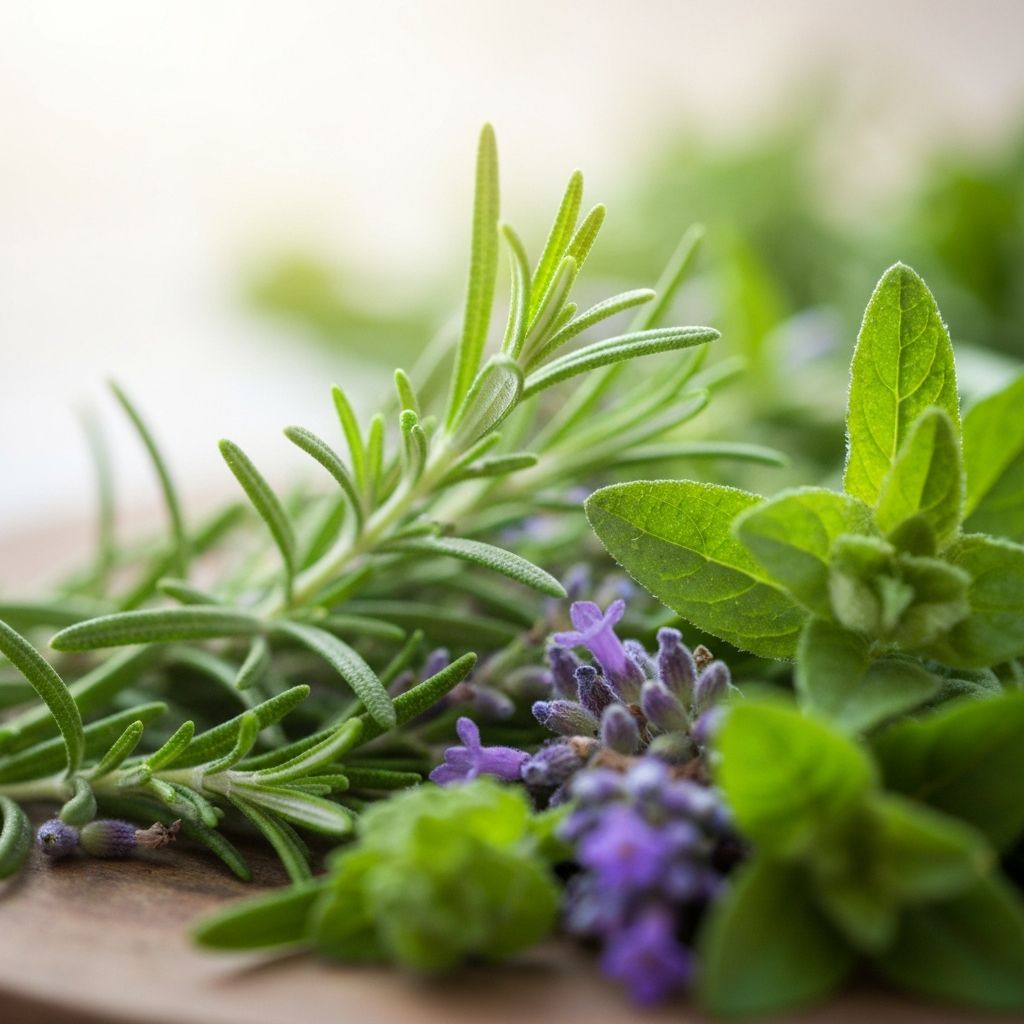 Närbild av växter och botaniska ingredienser