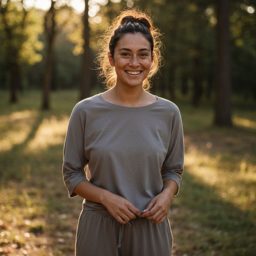 Glad kvinna i naturen